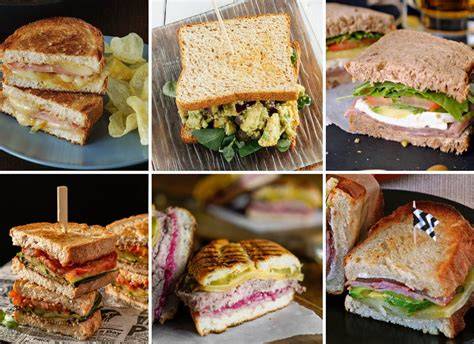 Variedad de sándwiches con diferentes salsas