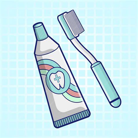 Ilustración de una pasta de dientes y un cepillo de dientes
