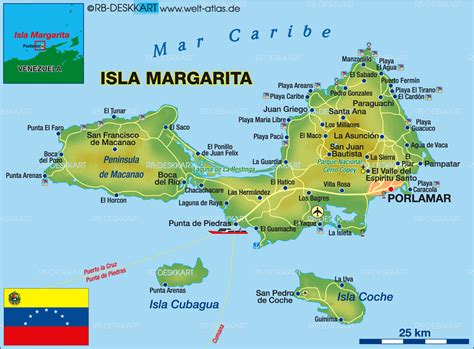 Mapa de Venezuela destacando la Isla de Margarita y el estado Sucre