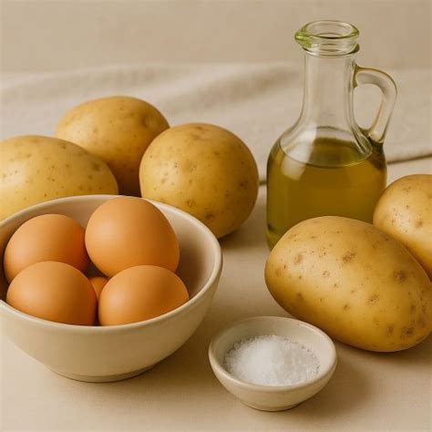 Ingredientes principales de la tortilla de patatas sin huevo: patatas, cebolla, harina de garbanzos