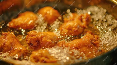 Pollo frito en aceite caliente