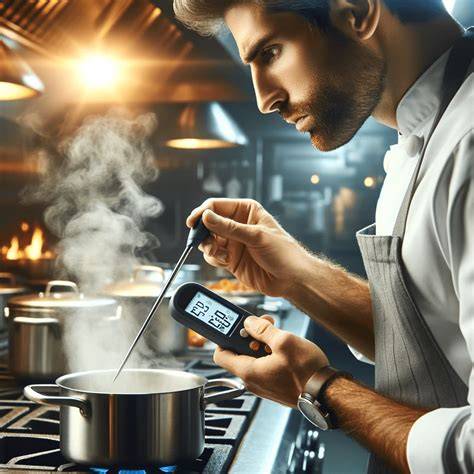 Termómetro de cocina midiendo la temperatura interna