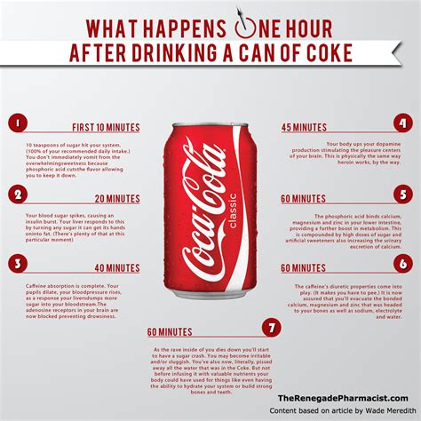 Infografía: Qué pasa en tu cuerpo 60 minutos después de beber Coca-Cola