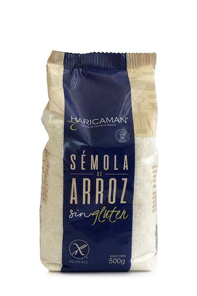 Etiqueta de producto de sémola de arroz sin gluten