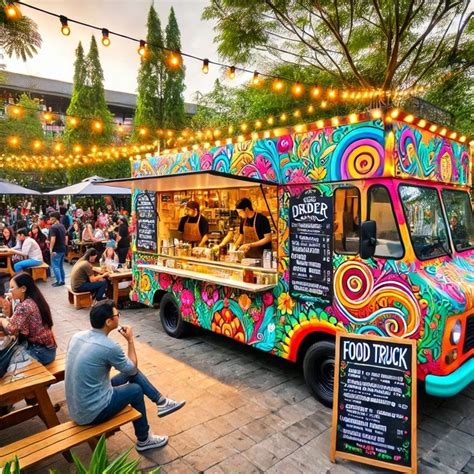 Food truck temático sirviendo comida callejera de alta calidad
