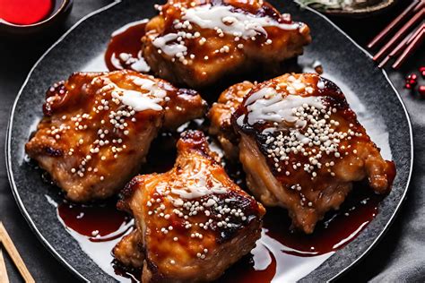 hamburguesa de pollo con glaseado brillante de salsa teriyaki