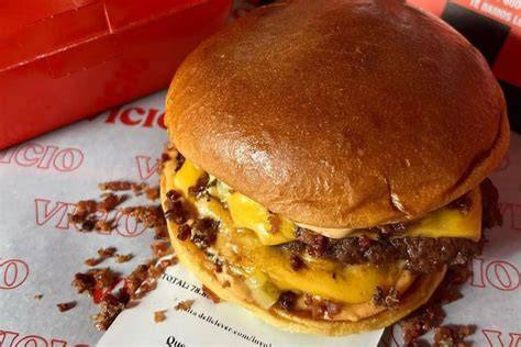 Detalle de una hamburguesa premium de Vicio