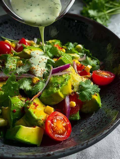 Ensalada servida con aderezo de tamarindo