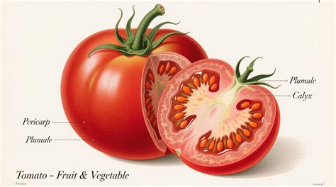 Esquema botánico comparativo: tomate como fruto vs. verdura