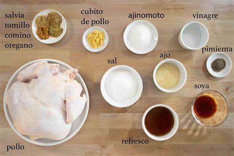 Ingredientes principales para el pollo estilo Pekín