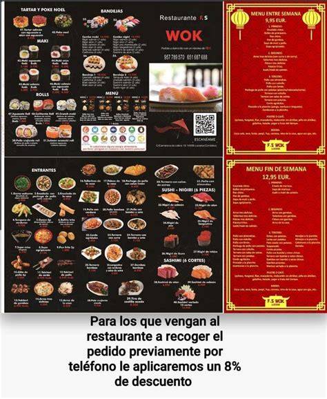 Menú de Wok Express con opciones chinas