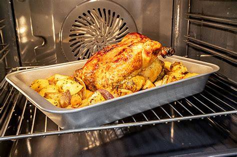 Horno con bandeja de agua para generar vapor