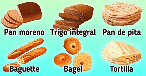 Diferentes tipos de pan en un recipiente para pan