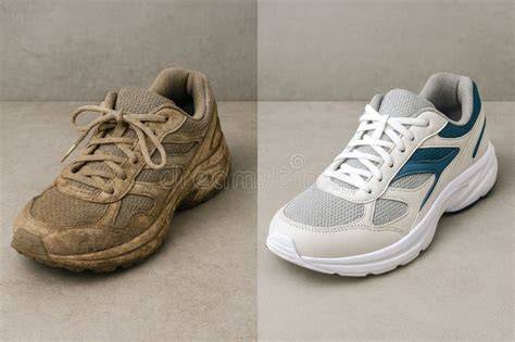 Zapatos antes y después de la limpieza