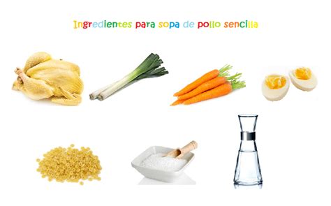 Ingredientes frescos cortados para la sopa de pollo