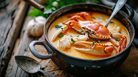 Sopa de cangrejo española lista para servir