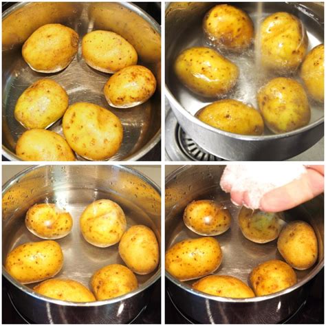 Papas arrugadas en una olla secándose al fuego