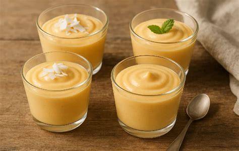 Vasitos con mousse de mango decorados