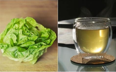 taza de té de lechuga caliente en una mesa de noche para el insomnio