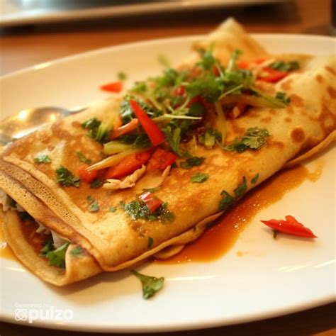Crepe de pollo thai con ingredientes exóticos