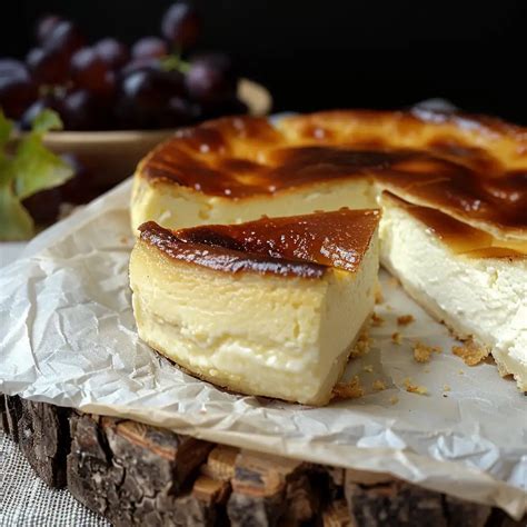 tarta de queso estilo La Viña con su característico acabado tostado
