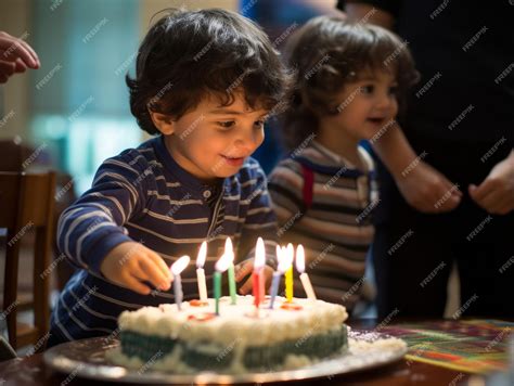 Niños soplando las velas de un pastel de cumpleaños.