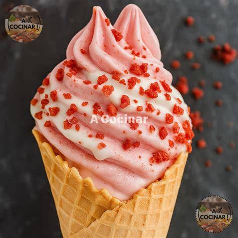 bizcocho convertido en migas para decorar un helado