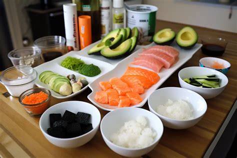 Ingredientes para un rollo de sushi