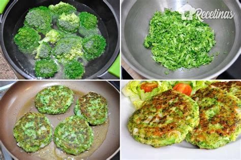 Tortitas de brócoli y zanahoria cocinándose en la sartén