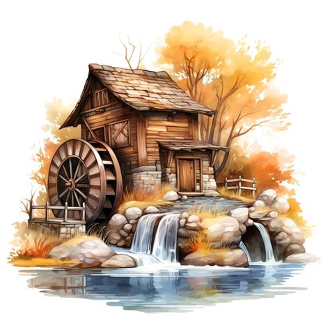 Ilustración de un molino de agua