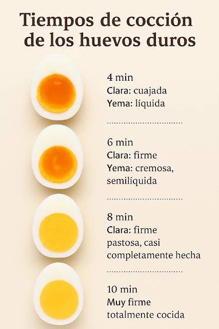Tabla de tiempos de cocción para huevos
