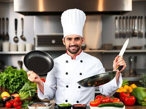 Grabado antiguo de un cocinero francés preparando un soufflé