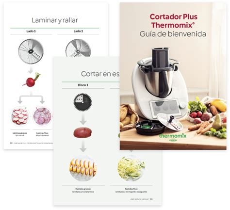 Diagrama de uso del disco cortador de verduras para Thermomix