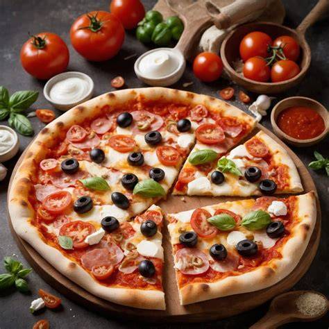 Plato de pizza artesanal con ingredientes frescos