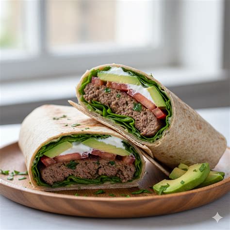 Ingredientes frescos para preparar un wrap de hamburguesa