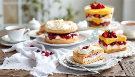 Selección de postres tradicionales ingleses en una mesa