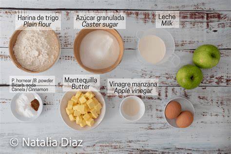 Ingredientes para torta de manzana y coco