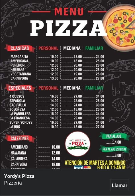 Variedad de pizzas en el menú de Pizza Berri Antiguo