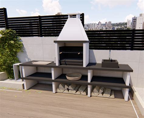 Esquema de las partes de una barbacoa de obra modular