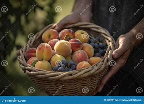 Cesta con melocotones frescos y maduros