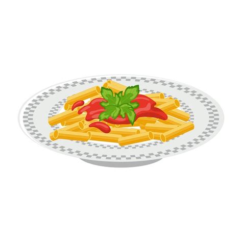 Ilustración de un plato de pasta con porciones controladas y verduras