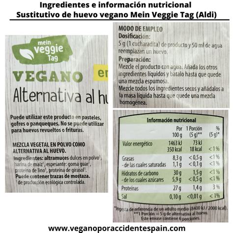 Ingredientes para huevo vegano