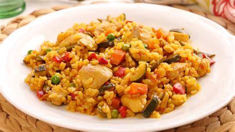 Ingredientes para salteado de pollo y arroz