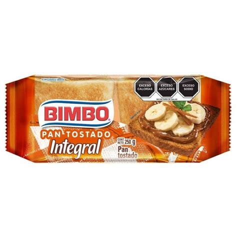 Envase de pan tostado integral con lista de ingredientes