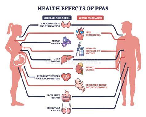 Infografía sobre los efectos de los PFAS en el cuerpo humano