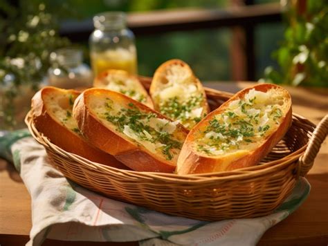 Pan de ajo recién horneado