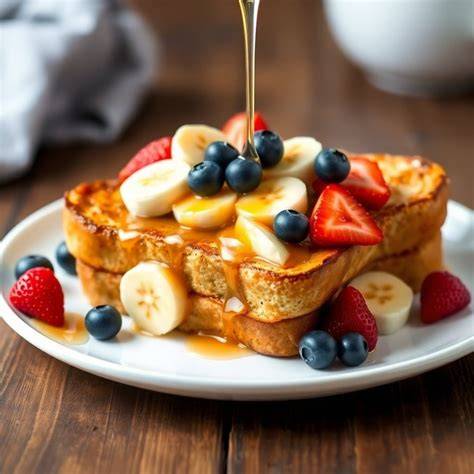 Tostadas francesas de pan de pita con frutas