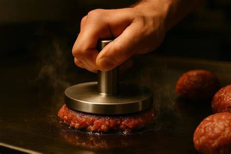 Hamburguesa Smash en proceso de cocción