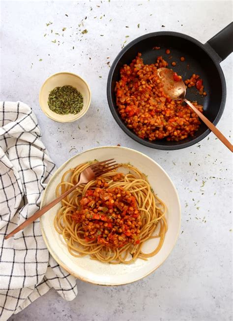 Boloñesa de lentejas con pasta