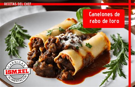 plato de canelones de rabo de toro recién horneados